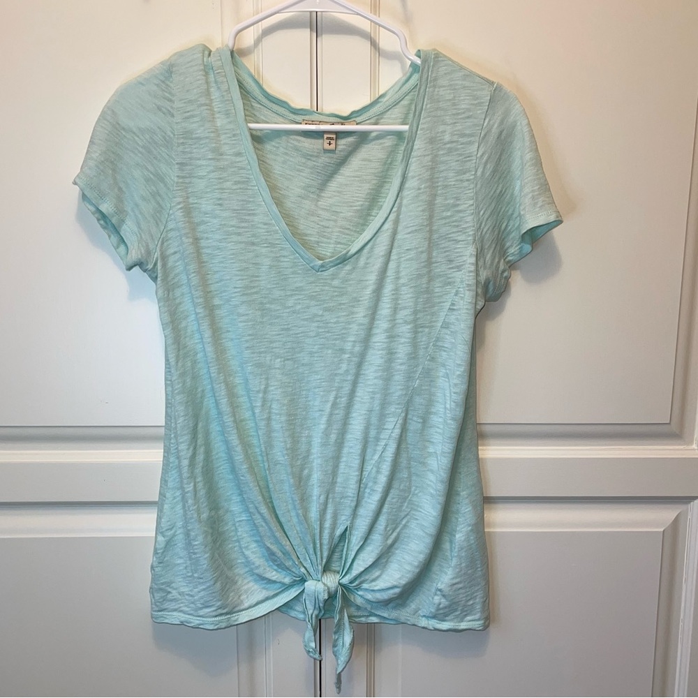 Express eleven one light blue tie front loose short sleeve top size small